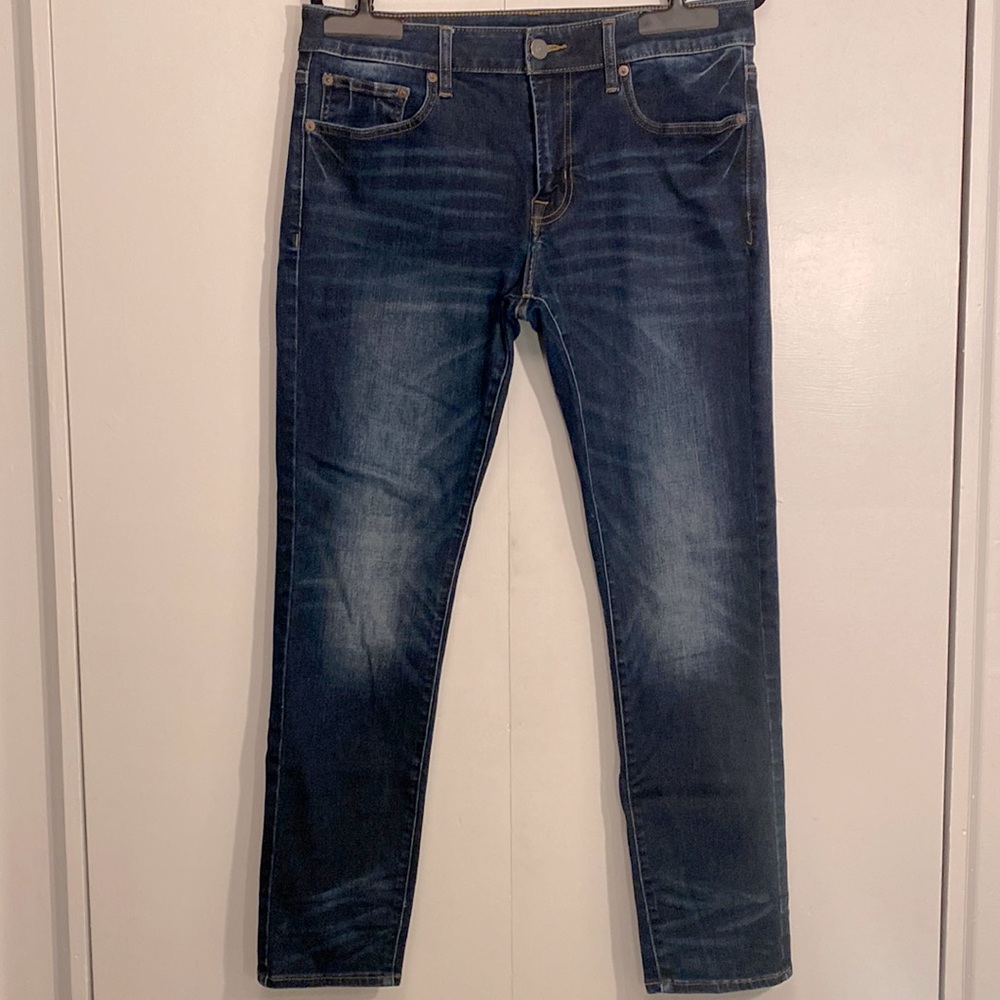 American Eagle Men’s Dark Wash Blue Denim Skinny Jeans - 33x30